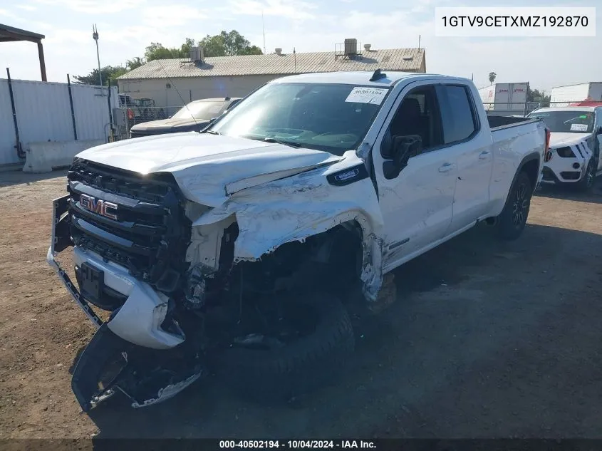 2021 GMC Sierra 1500 4Wd Standard Box Elevation VIN: 1GTV9CETXMZ192870 Lot: 40502194