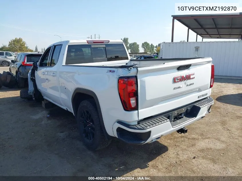 2021 GMC Sierra 1500 4Wd Standard Box Elevation VIN: 1GTV9CETXMZ192870 Lot: 40502194