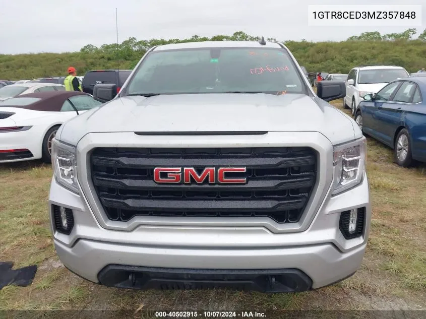 2021 GMC Sierra 1500 2Wd Standard Box Elevation VIN: 1GTR8CED3MZ357848 Lot: 40502915