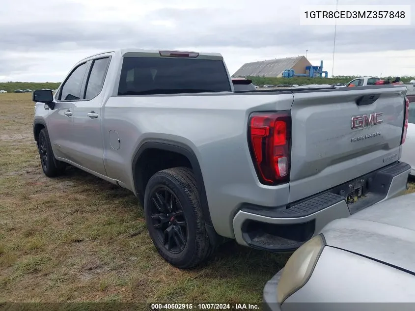 2021 GMC Sierra 1500 2Wd Standard Box Elevation VIN: 1GTR8CED3MZ357848 Lot: 40502915