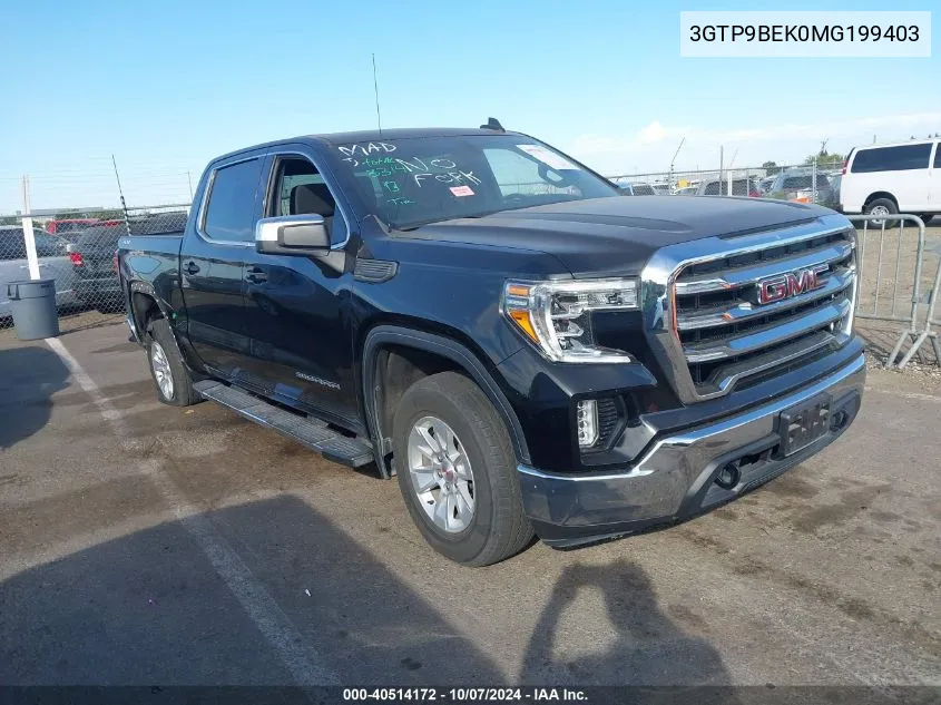 2021 GMC Sierra 1500 K1500 Sle VIN: 3GTP9BEK0MG199403 Lot: 40514172