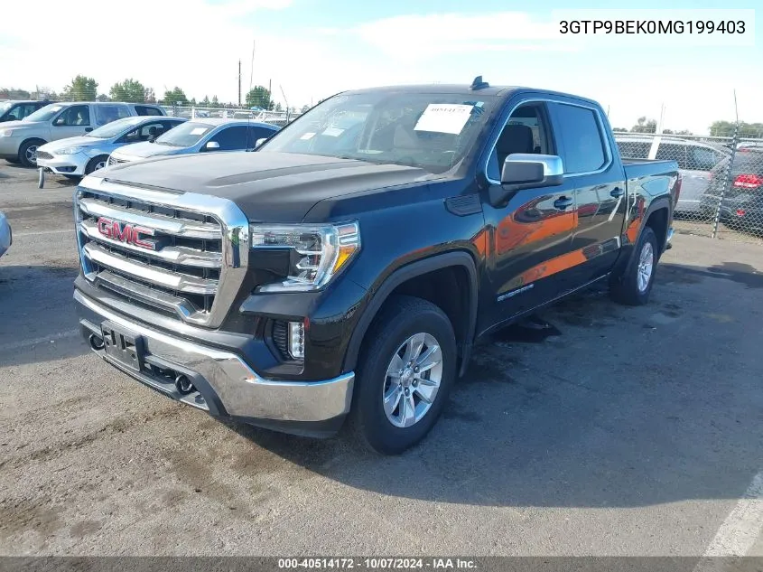 2021 GMC Sierra 1500 K1500 Sle VIN: 3GTP9BEK0MG199403 Lot: 40514172