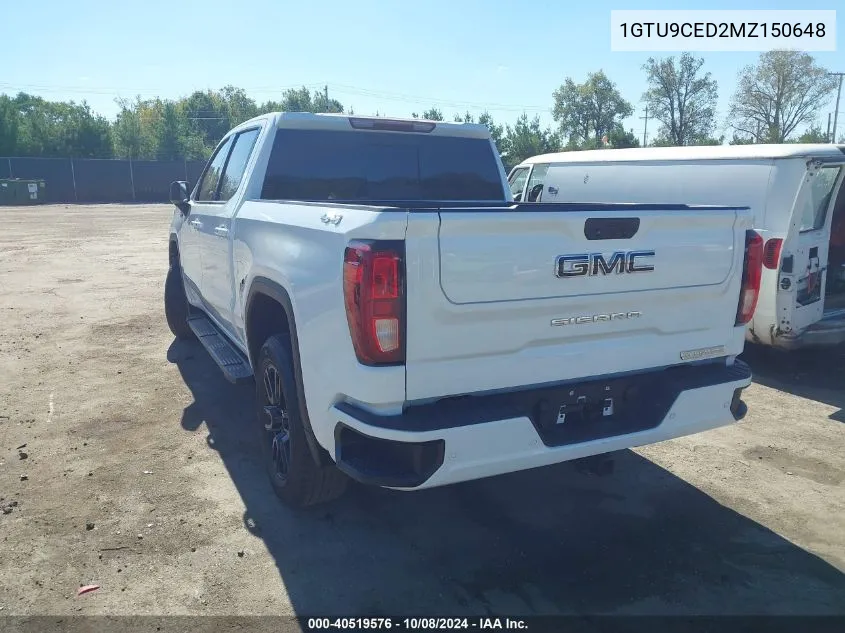 2021 GMC Sierra 1500 4Wd Short Box Elevation VIN: 1GTU9CED2MZ150648 Lot: 40519576