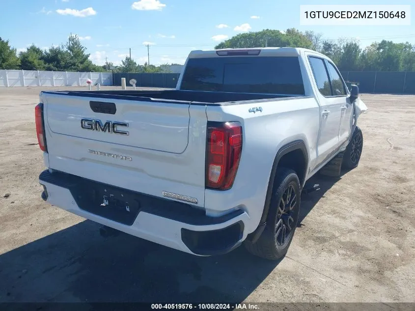 2021 GMC Sierra 1500 4Wd Short Box Elevation VIN: 1GTU9CED2MZ150648 Lot: 40519576