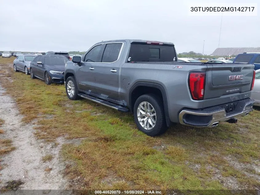 2021 GMC Sierra 1500 4Wd Short Box Slt VIN: 3GTU9DED2MG142717 Lot: 40520070