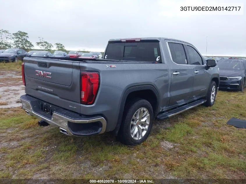 2021 GMC Sierra 1500 4Wd Short Box Slt VIN: 3GTU9DED2MG142717 Lot: 40520070