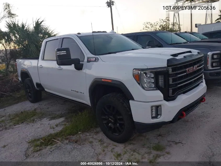 2021 GMC Sierra 2500Hd 4Wd Standard Bed At4 VIN: 1GT49PEY3MF205636 Lot: 40526995