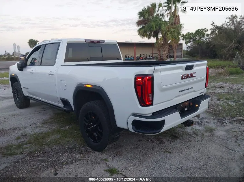 2021 GMC Sierra 2500Hd 4Wd Standard Bed At4 VIN: 1GT49PEY3MF205636 Lot: 40526995