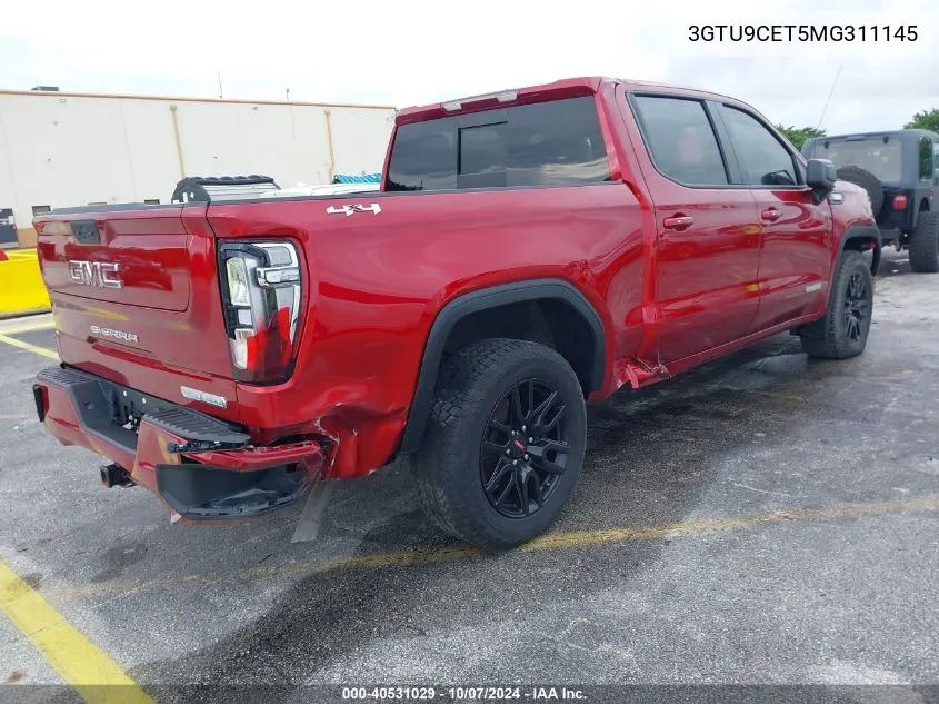 2021 GMC Sierra 1500 VIN: 3GTU9CET5MG311145 Lot: 40531029