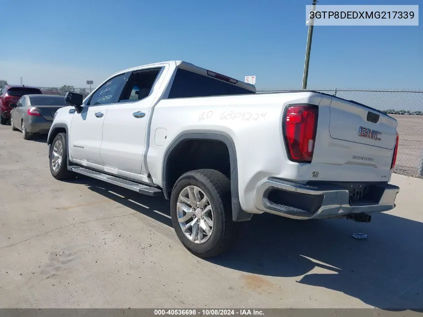 2021 GMC Sierra 1500 2Wd Short Box Slt VIN: 3GTP8DEDXMG217339 Lot: 40536698