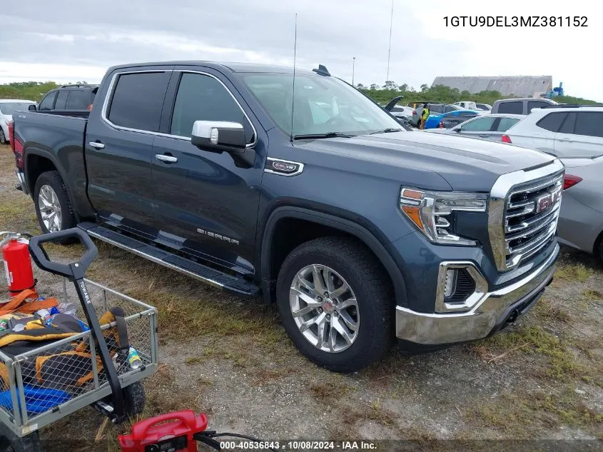 2021 GMC Sierra K1500 Slt VIN: 1GTU9DEL3MZ381152 Lot: 40536843