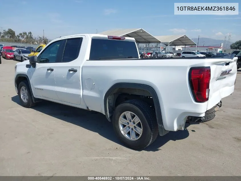 2021 GMC Sierra 1500 2Wd Standard Box VIN: 1GTR8AEK4MZ361846 Lot: 40546932