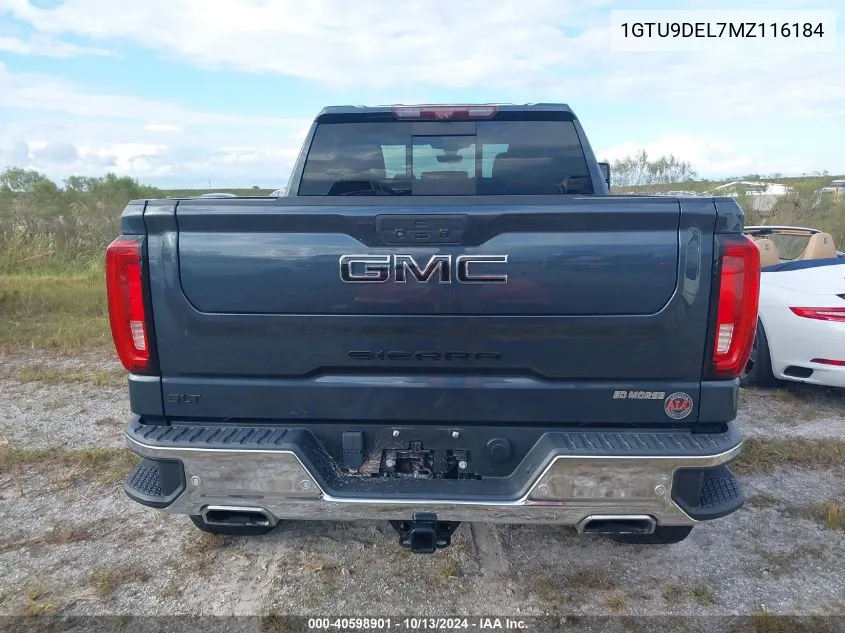 2021 GMC Sierra 1500 4Wd Short Box Slt VIN: 1GTU9DEL7MZ116184 Lot: 40598901