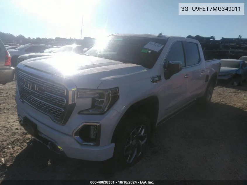 2021 GMC Sierra 1500 4Wd Short Box Denali VIN: 3GTU9FET7MG349011 Lot: 40638351