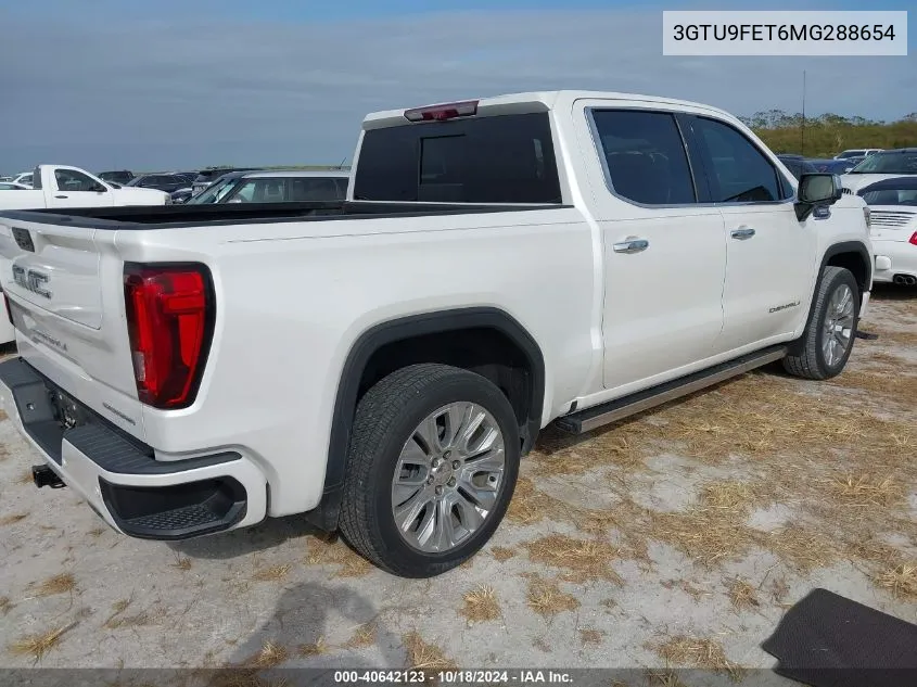 2021 GMC Sierra 1500 4Wd Short Box Denali VIN: 3GTU9FET6MG288654 Lot: 40642123