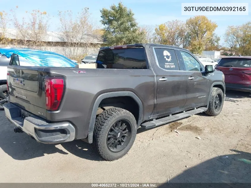 2021 GMC Sierra 1500 K1500 Slt VIN: 3GTU9DED0MG392165 Lot: 40652372