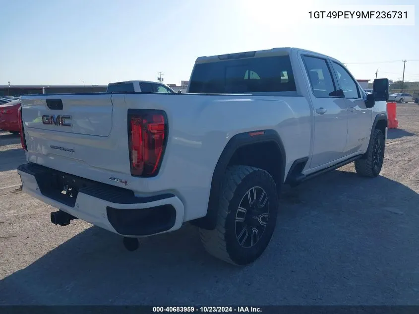 2021 GMC Sierra 2500Hd 4Wd Standard Bed At4 VIN: 1GT49PEY9MF236731 Lot: 40683959