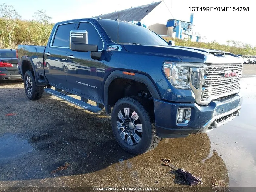 2021 GMC Sierra 2500Hd 4Wd Standard Bed Denali VIN: 1GT49REY0MF154298 Lot: 40720342