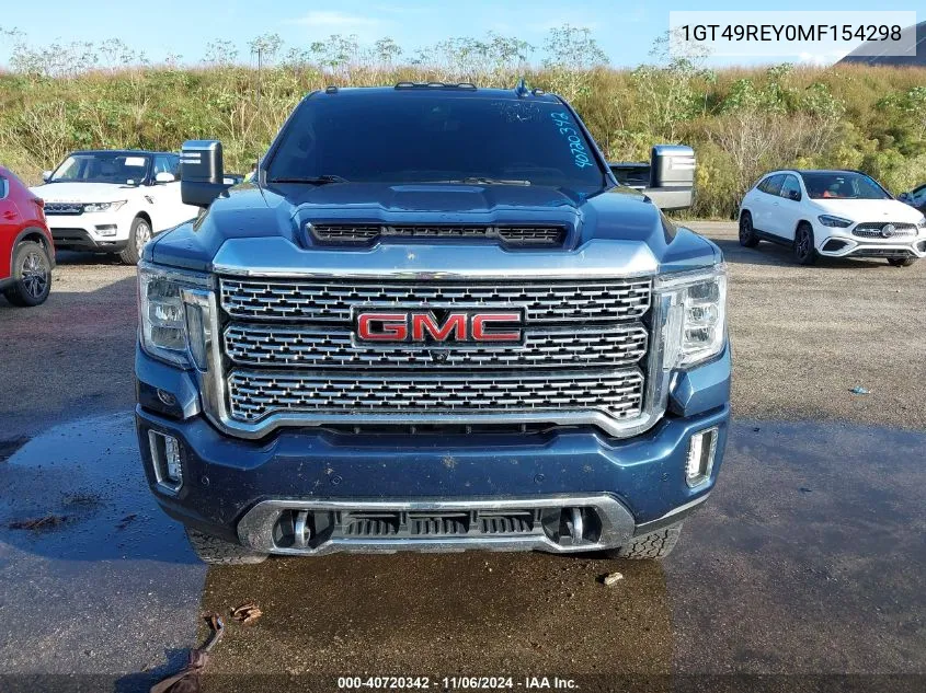 2021 GMC Sierra 2500Hd 4Wd Standard Bed Denali VIN: 1GT49REY0MF154298 Lot: 40720342