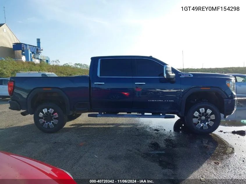 2021 GMC Sierra 2500Hd 4Wd Standard Bed Denali VIN: 1GT49REY0MF154298 Lot: 40720342