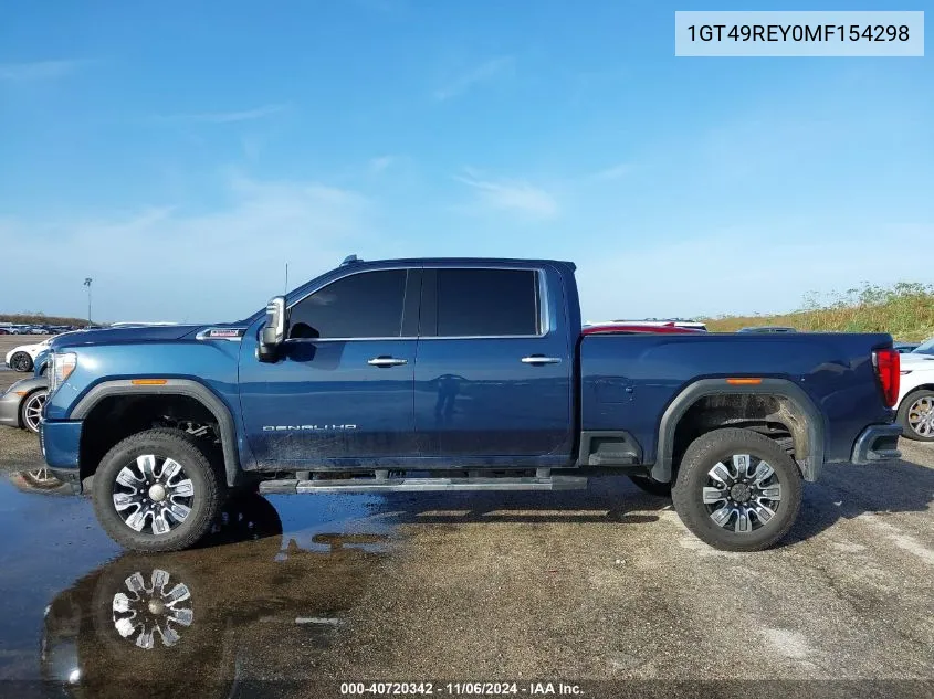 2021 GMC Sierra 2500Hd 4Wd Standard Bed Denali VIN: 1GT49REY0MF154298 Lot: 40720342