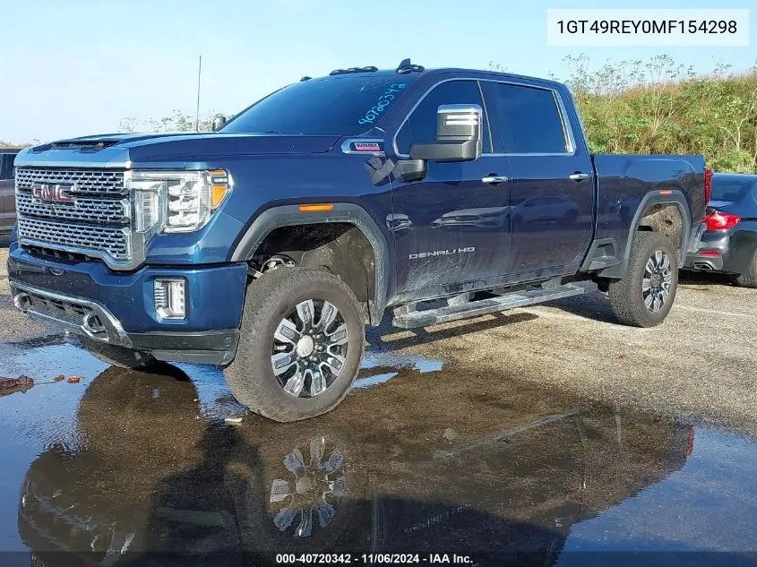 2021 GMC Sierra 2500Hd 4Wd Standard Bed Denali VIN: 1GT49REY0MF154298 Lot: 40720342