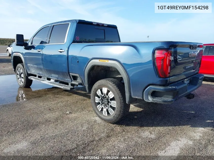 2021 GMC Sierra 2500Hd 4Wd Standard Bed Denali VIN: 1GT49REY0MF154298 Lot: 40720342