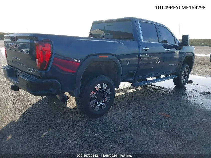 2021 GMC Sierra 2500Hd 4Wd Standard Bed Denali VIN: 1GT49REY0MF154298 Lot: 40720342