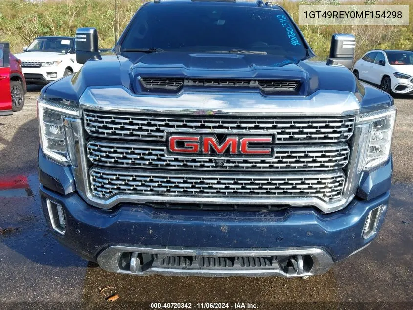 2021 GMC Sierra 2500Hd 4Wd Standard Bed Denali VIN: 1GT49REY0MF154298 Lot: 40720342