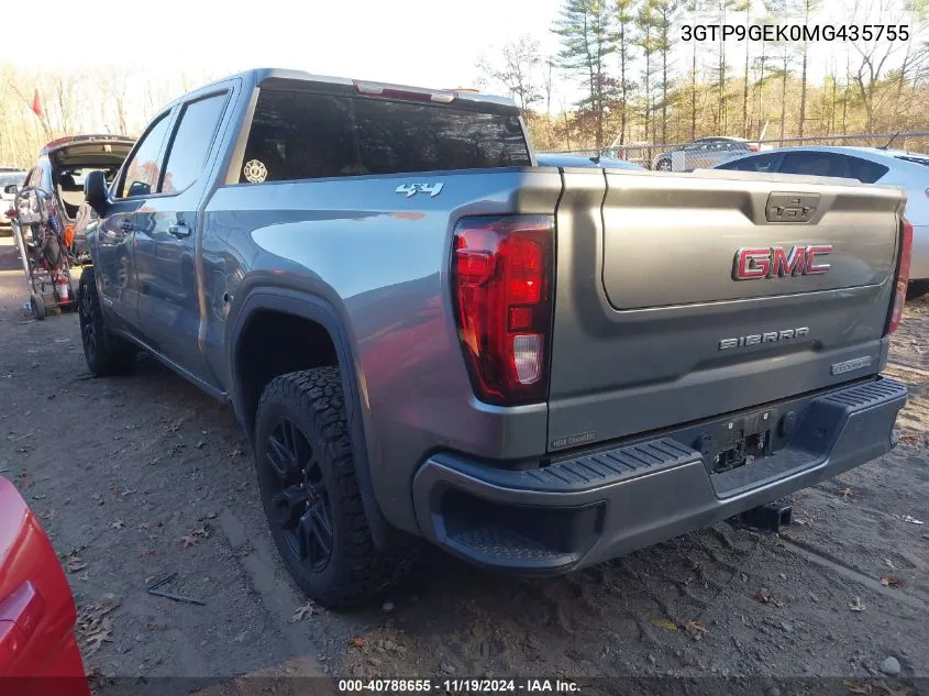 2021 GMC Sierra 1500 4Wd Short Box Elevation With 3Vl VIN: 3GTP9GEK0MG435755 Lot: 40788655