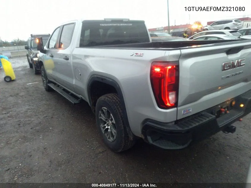 2021 GMC Sierra 1500 4Wd Short Box/4Wd Standard Box VIN: 1GTU9AEF0MZ321080 Lot: 40849177