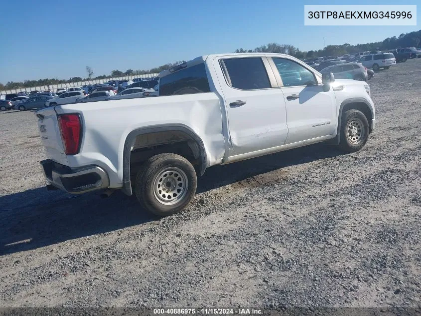 2021 GMC Sierra 1500 2Wd Short Box VIN: 3GTP8AEKXMG345996 Lot: 40886975