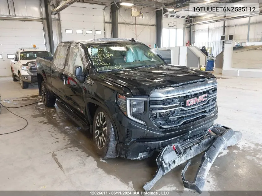 2022 GMC Sierra 1500 VIN: 1GTUUEET6NZ585112 Lot: 12026611