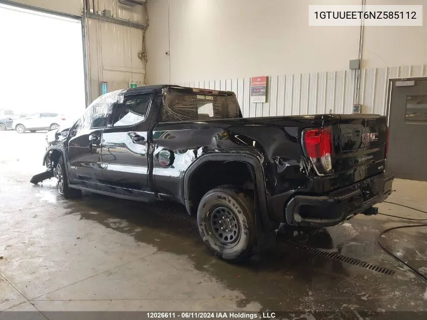 2022 GMC Sierra 1500 VIN: 1GTUUEET6NZ585112 Lot: 12026611