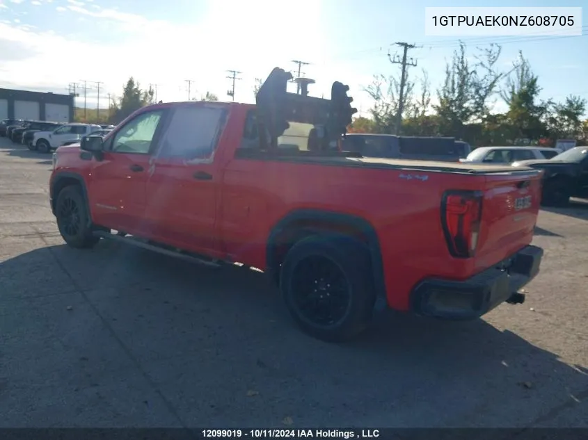 2022 GMC Sierra 1500 VIN: 1GTPUAEK0NZ608705 Lot: 12099019