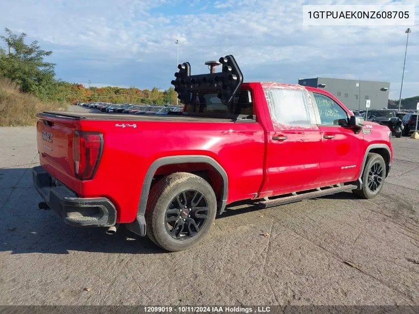 2022 GMC Sierra 1500 VIN: 1GTPUAEK0NZ608705 Lot: 12099019