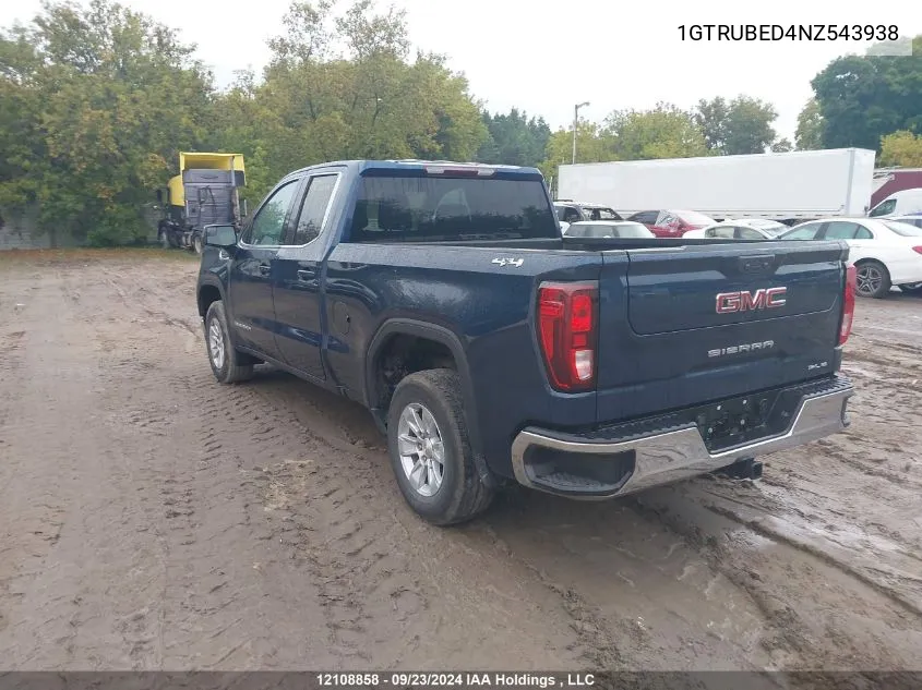 2022 GMC Sierra K1500 Sle VIN: 1GTRUBED4NZ543938 Lot: 12108858