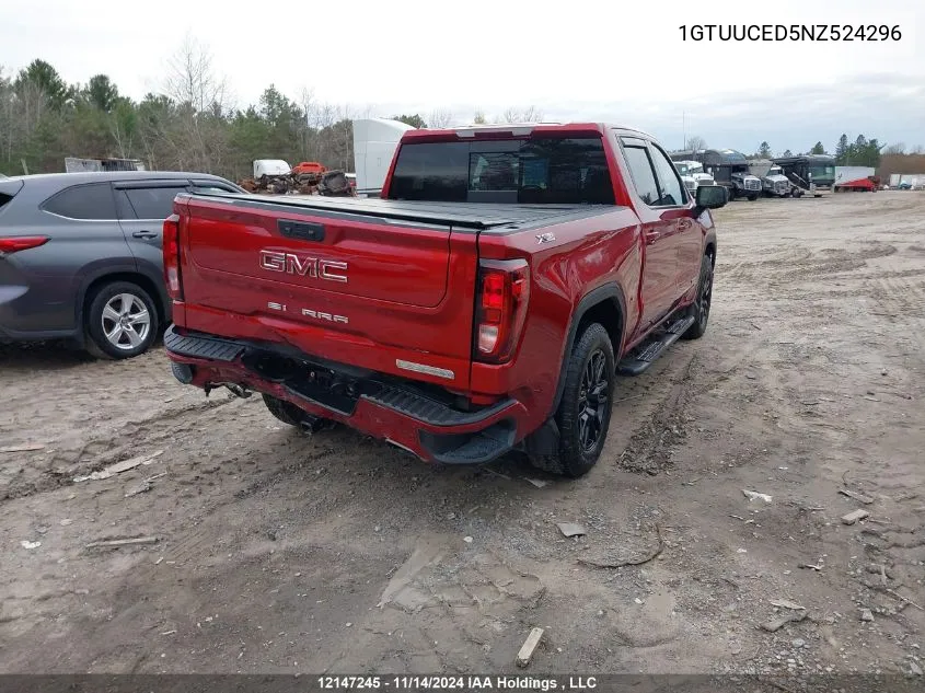 2022 GMC Sierra 1500 VIN: 1GTUUCED5NZ524296 Lot: 12147245