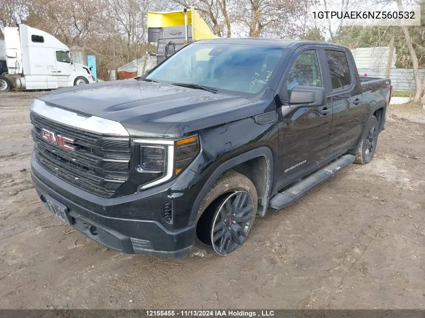 2022 GMC Sierra 1500 VIN: 1GTPUAEK6NZ560532 Lot: 12155455