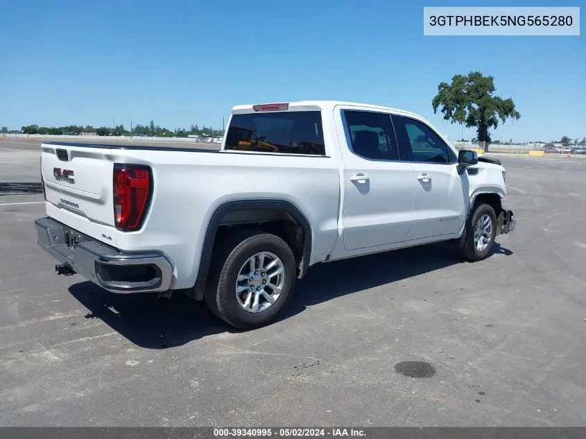 2022 GMC Sierra 1500 2Wd Short Box Sle VIN: 3GTPHBEK5NG565280 Lot: 39340995