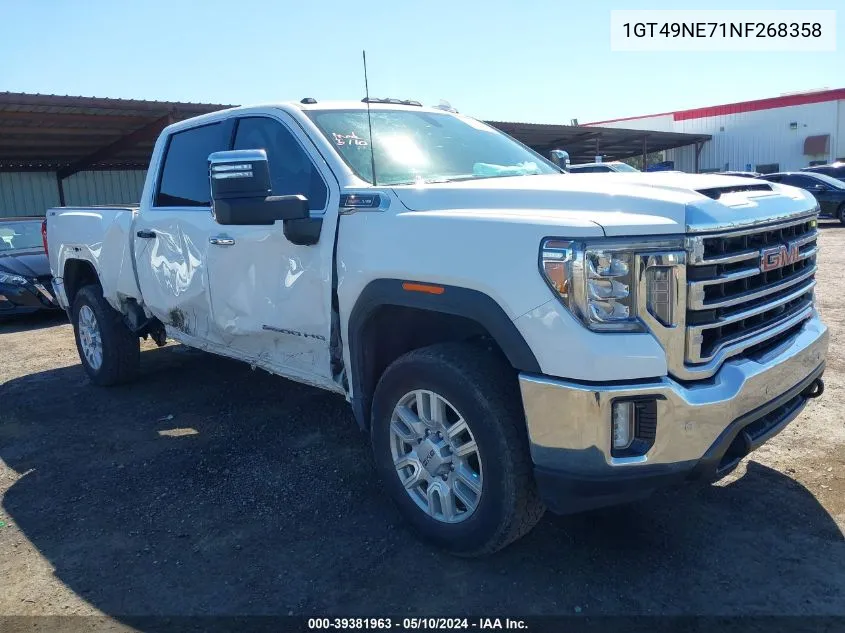 2022 GMC Sierra 2500Hd 4Wd Standard Bed Slt VIN: 1GT49NE71NF268358 Lot: 39381963