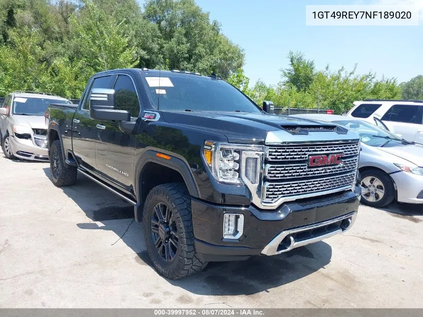 2022 GMC Sierra 2500Hd 4Wd Standard Bed Denali VIN: 1GT49REY7NF189020 Lot: 39997952