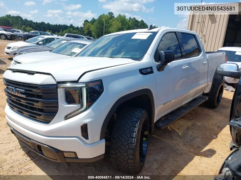 2022 GMC Sierra 1500 4Wd Short Box Elevation With 3Sb VIN: 3GTUUCED4NG543681 Lot: 40094511