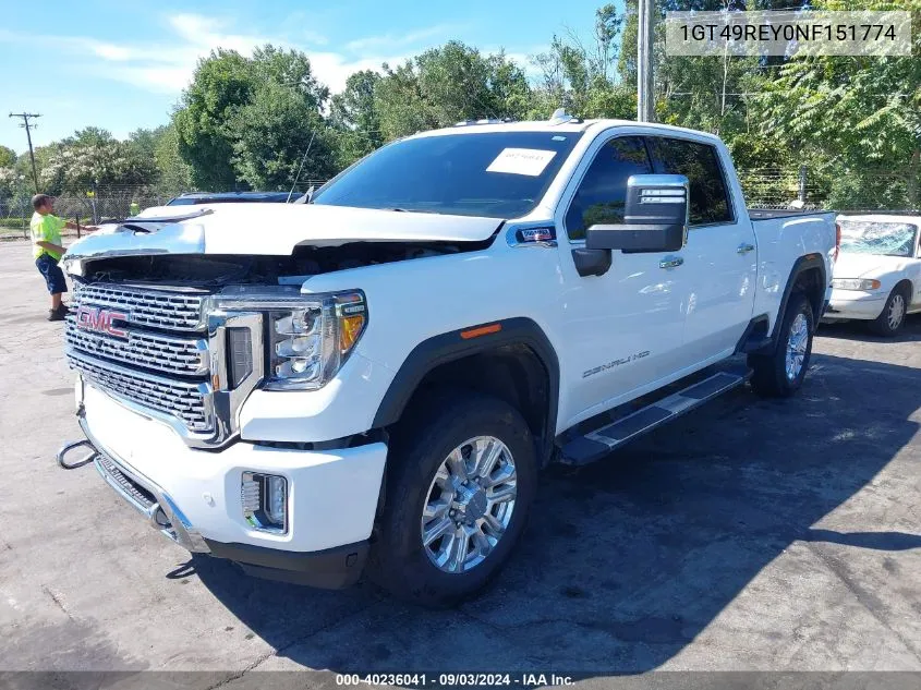 2022 GMC Sierra 2500Hd 4Wd Standard Bed Denali VIN: 1GT49REY0NF151774 Lot: 40236041