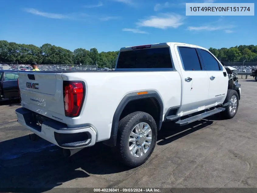 2022 GMC Sierra 2500Hd 4Wd Standard Bed Denali VIN: 1GT49REY0NF151774 Lot: 40236041