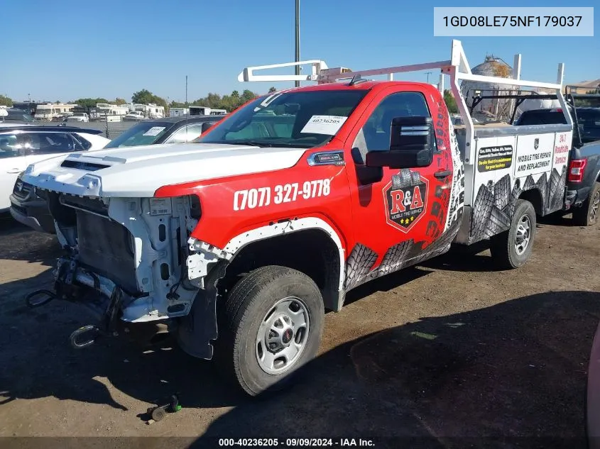 2022 GMC Sierra 2500Hd 2Wd Regular Cab Long Bed Pro VIN: 1GD08LE75NF179037 Lot: 40236205