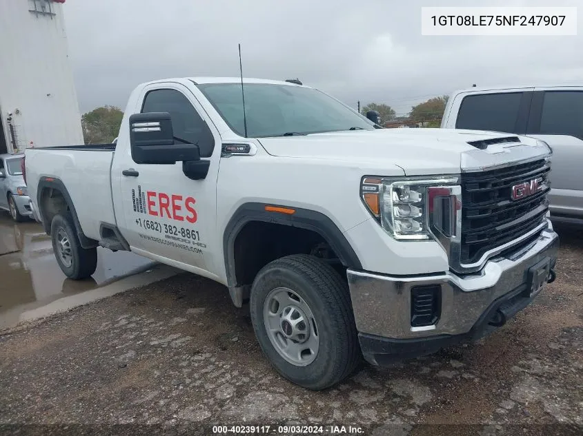 2022 GMC Sierra 2500Hd 2Wd Regular Cab Long Bed Pro VIN: 1GT08LE75NF247907 Lot: 40239117