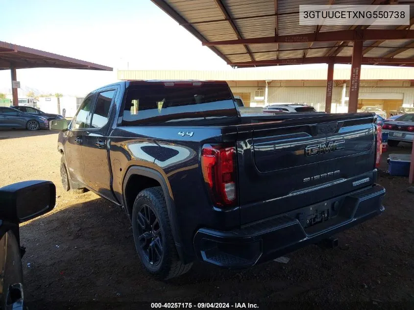 2022 GMC Sierra 1500 K1500 Elevation VIN: 3GTUUCETXNG550738 Lot: 40257175