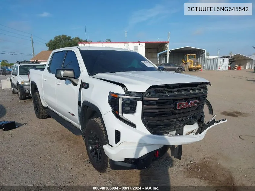 2022 GMC Sierra K1500 At4X VIN: 3GTUUFEL6NG645542 Lot: 40365994