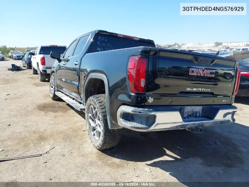 2022 GMC Sierra 1500 2Wd Short Box Slt VIN: 3GTPHDED4NG576929 Lot: 40380359